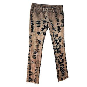 Kookai Paris Tie Dye Distressed Jeans Womens Sz 36 Low Rise Pale Pink Blue